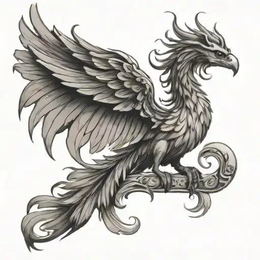 A Mythical Creature Like A Phoenix Or Dragon In A Sensual Pose