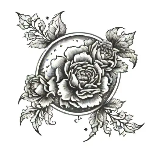 Waning Crescent Moon With Carnation Flower Crown