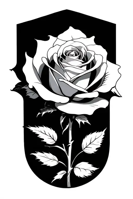 Negative Space Feminine Strong White Rose
