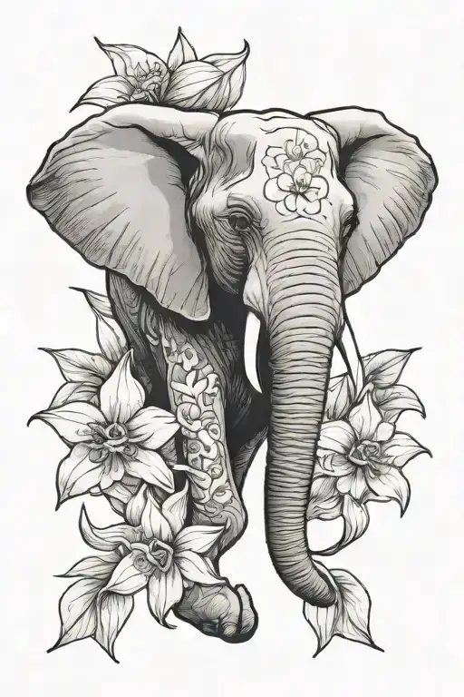 Elephant Head Only And Daffodils