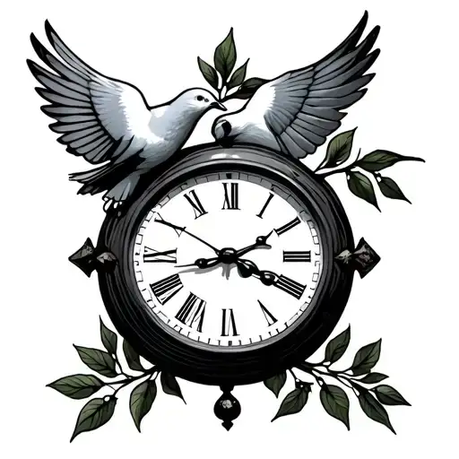 Clock Face With Dove Carrying An Olive Branch