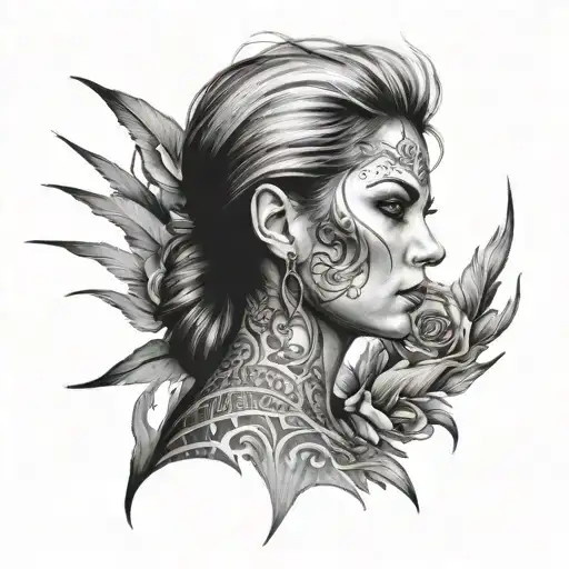 Portrait Tattoo Stencil