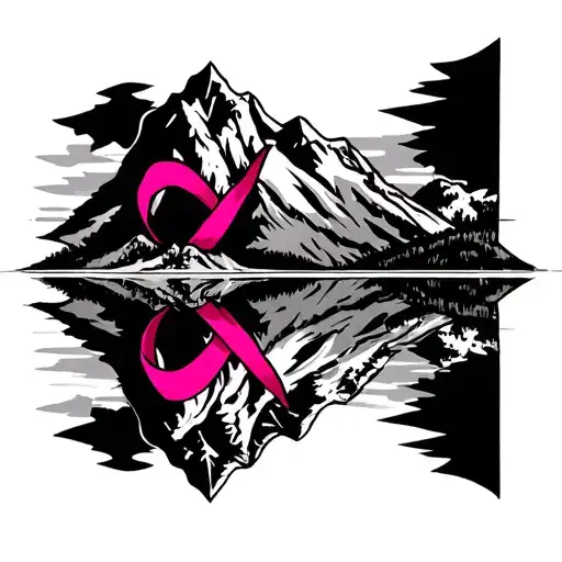 Mountain And Pink Ribbon