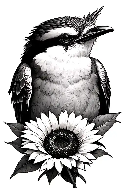 Kookaburra And A Sunflower
