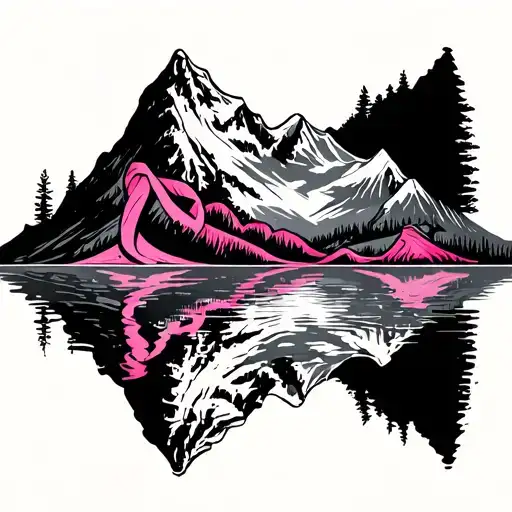 Mountain And Pink Ribbon