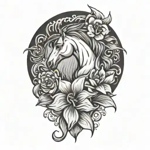 Ponies Flower Tattoo With Wife Name
