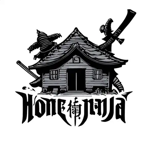 Home Sign With Samurai And Ninja