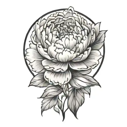 Peonies Flower Tattoo With Wife Name