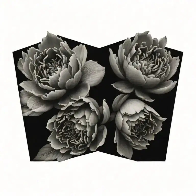 Peonies Flower Tattoo With Wife Name