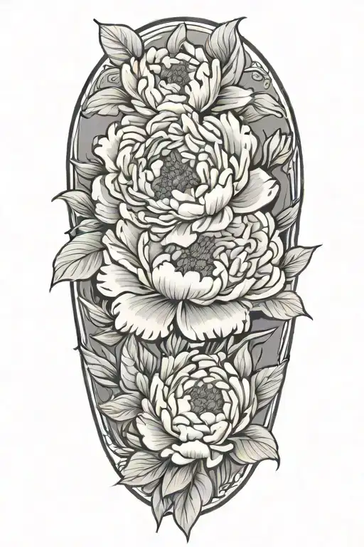 Peonies Flower Tattoo With Wife Name
