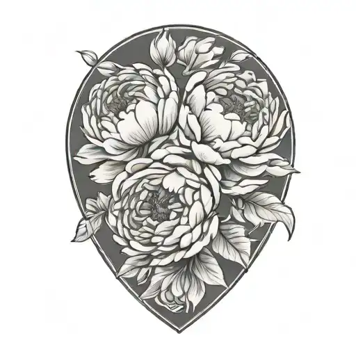 Peonies Flower Tattoo With Wife Name