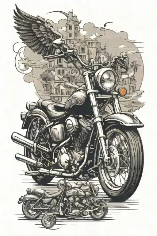 Travel Destinations Marked Motor Bike Ride