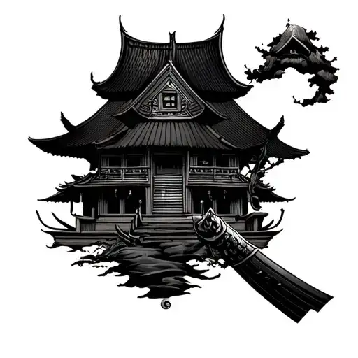 Black Samurai With House