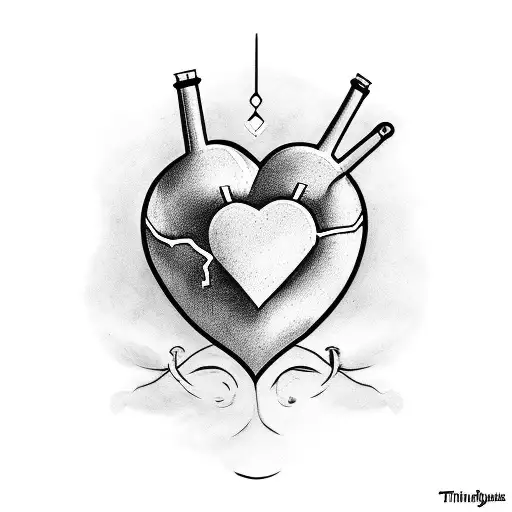 Heart Shaped Tattoo With The Words Timothy's Wife