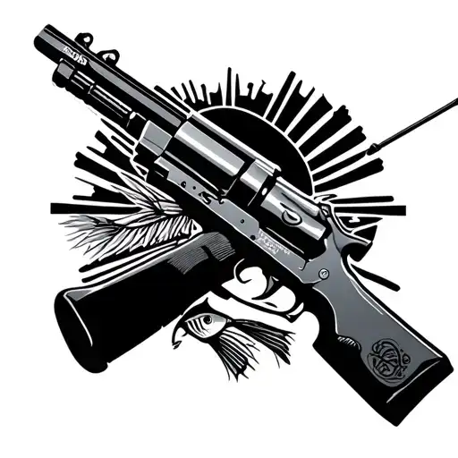 Spotify Song Code With A Shotgun On The Upper Side And A Fishing Rod On The Lower Side