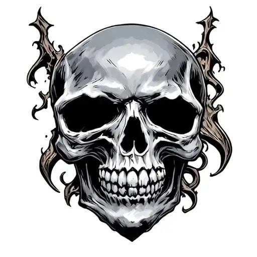 In The Letter M Of Metallica A Drawn Skull