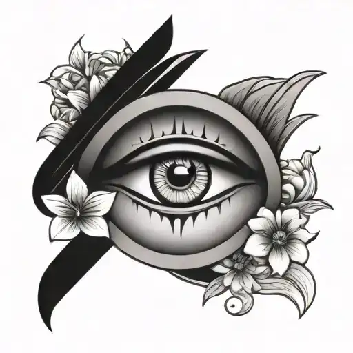 Letter M Egyptian Eye With Flowers