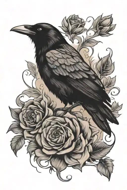 Raven And Dark Flower