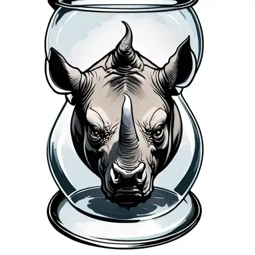 Rhino Silhouette Filled Hourglass