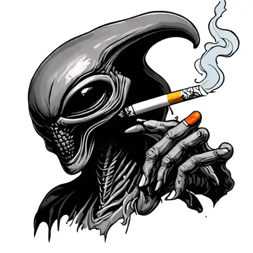 Alien Smoking Cigarette