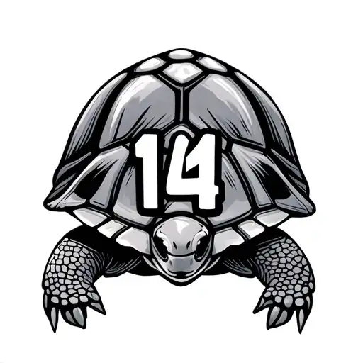 Turtle Silouete With Number 14 Inside