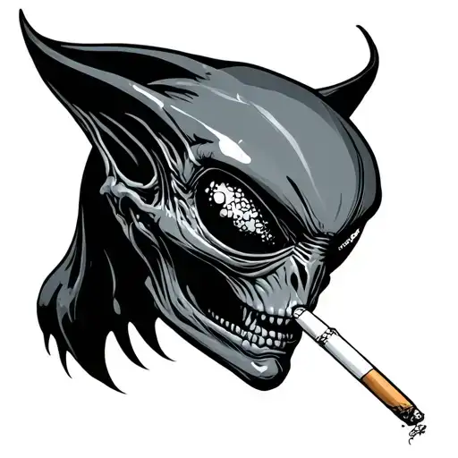 Alien Smoking Cigarette