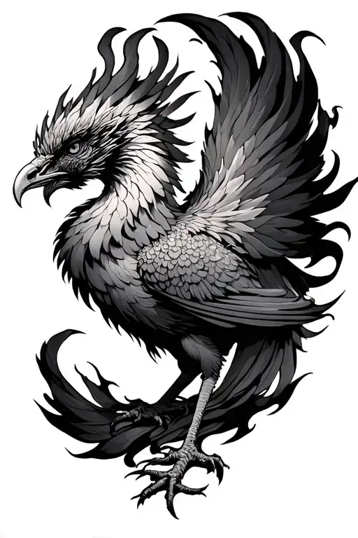 Asian Phoenix With Fire