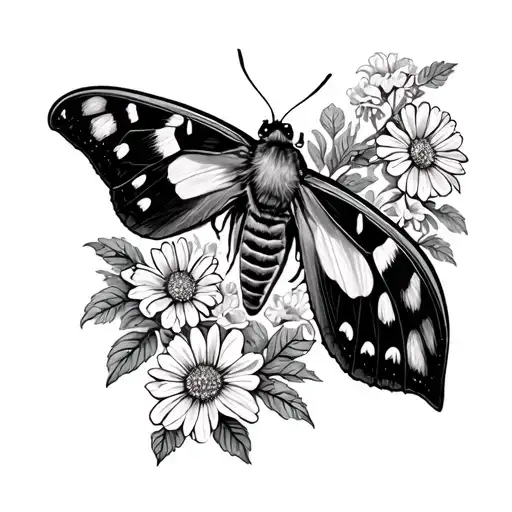 Moth Going Through A Flowerbed