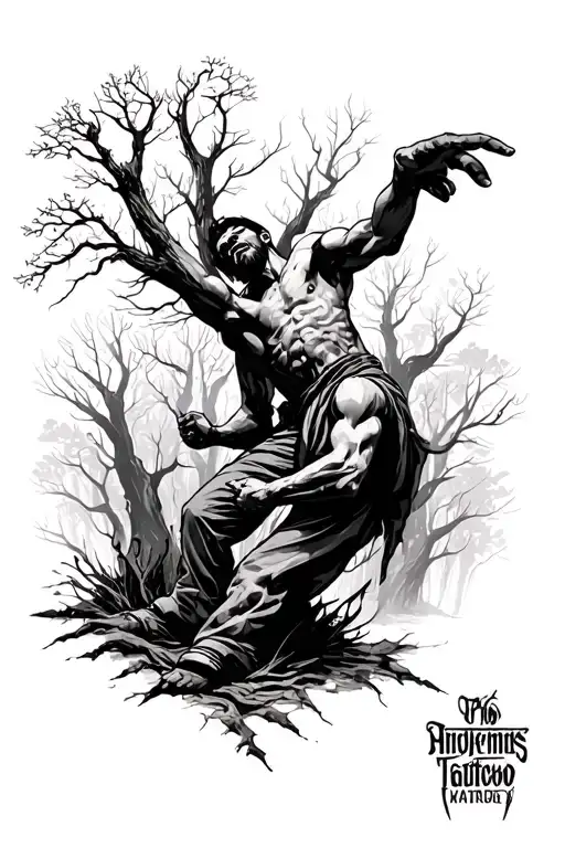 Man Getting Dragged Into A Dark Forest