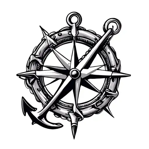 Anchor And Compass Intertwined