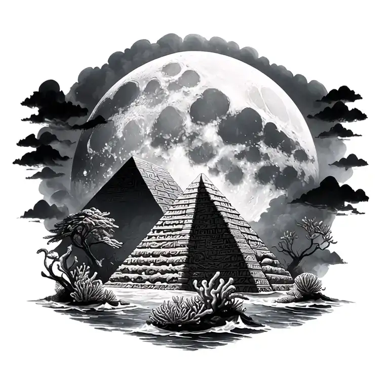 Coral Reef Egypt Pyramid Moon