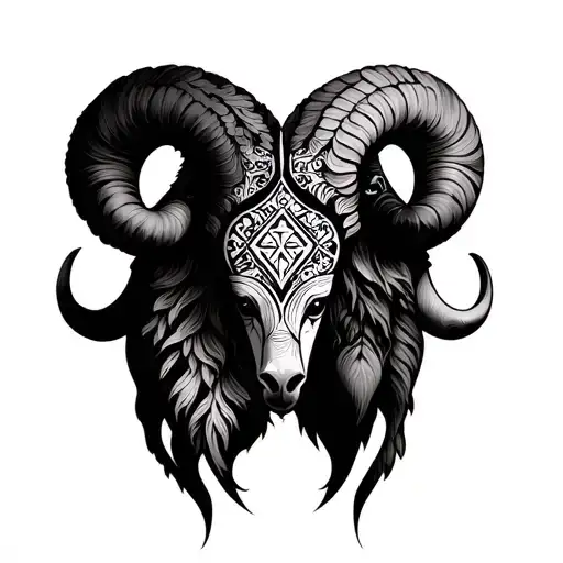 Mandala With Zodiac Signs Cancer And Aries