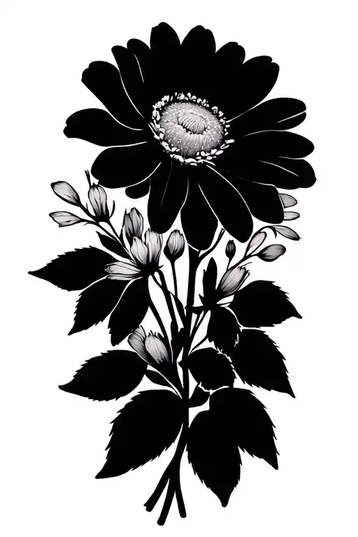 Simple Flower Bouquet Line Drawing