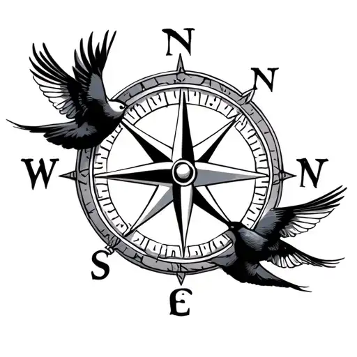 Compass Birds Flying Away