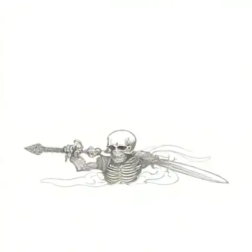 A Skeleton Holding A Sword