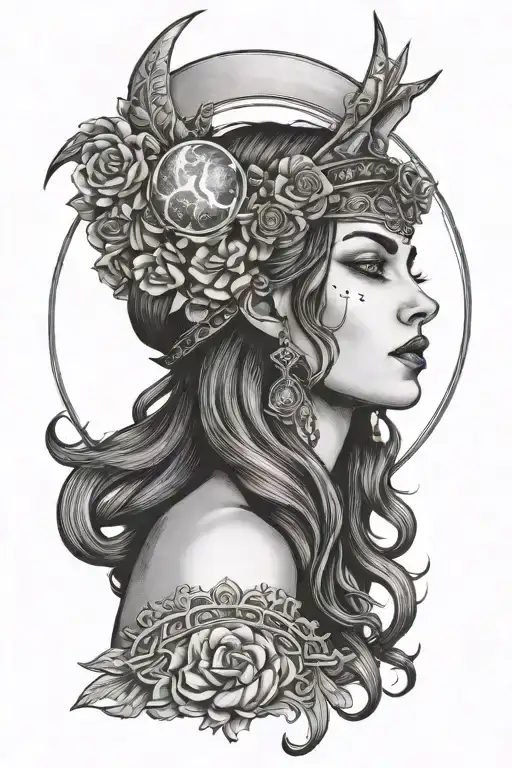 Wicca Goddes Wearing A Moon Headband