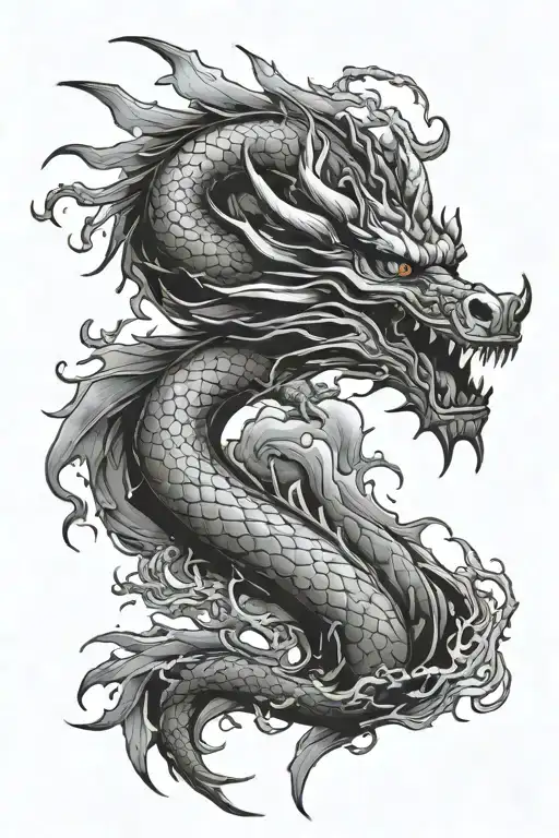 A Dark And Mysterious Dragon Emerging From A Traditional Asian Landscape