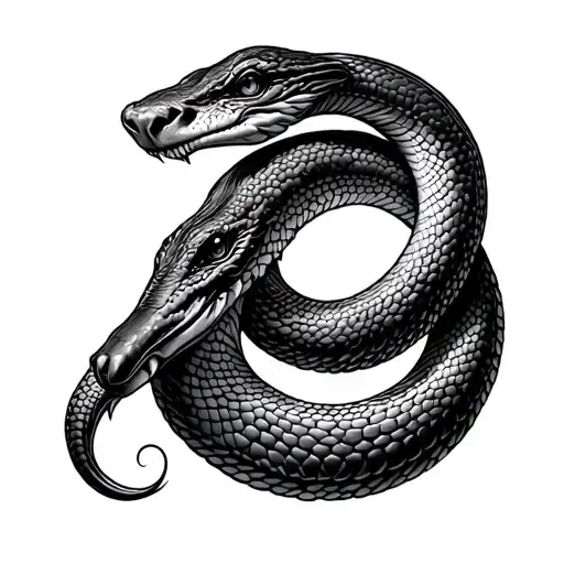 Adam And God Turning Ouroborus Snake