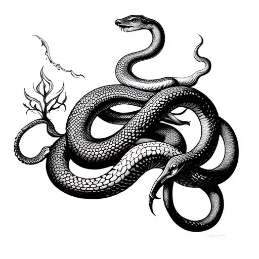 Adam And God Fresk Turning Ouroborus Snake Wrapped