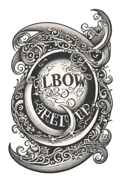 Lettering Elbow Half Circle With Moon
