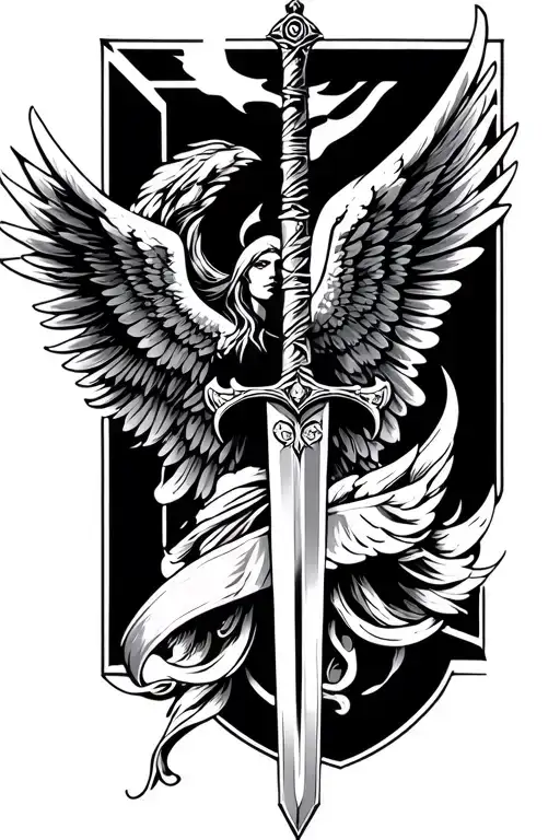 Warrior Angel Wings And Sword
