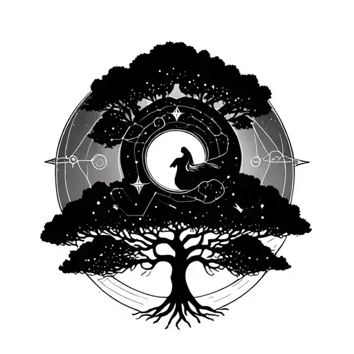 Virgo Constellation And Tree Of Life Including