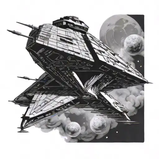 Imperial Star Destroyer Escaping Death Star