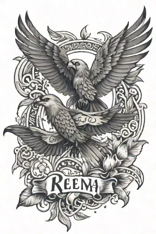 The Name Reena With Birds And Freedom Icons