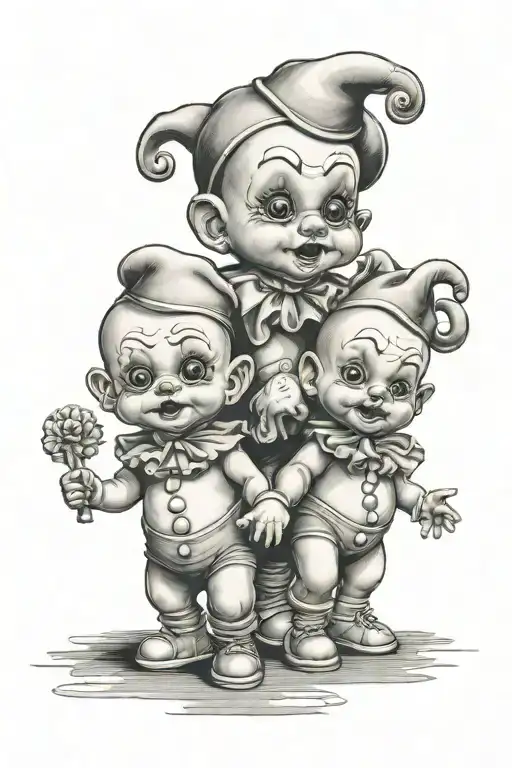 Baby Clowns One Happy One Sad Standing Next To Each Other Kewpie