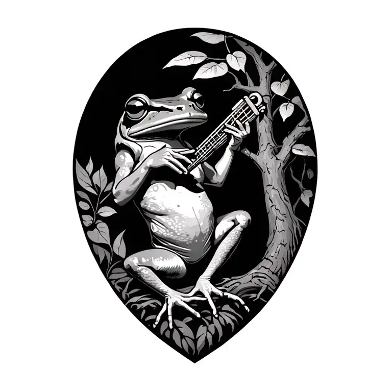 Ayahuasca Tree Kambo Frog Playing Harmonica