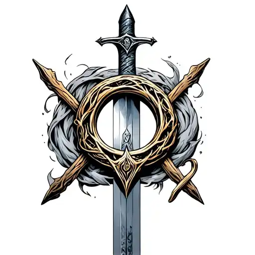 Fellowship Of The Ring And Sword With A Ring Surrounded
