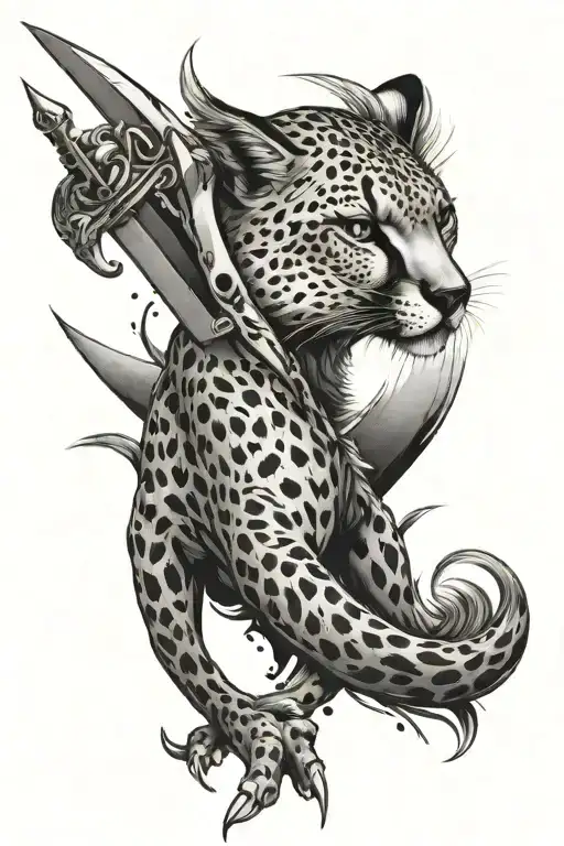 A Dagger Morphing Into A Graceful Cheetah In Mid-motion