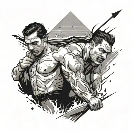 A Black And Grey Tattoo Of A Lifeguard Saving A Swimmer In Distress