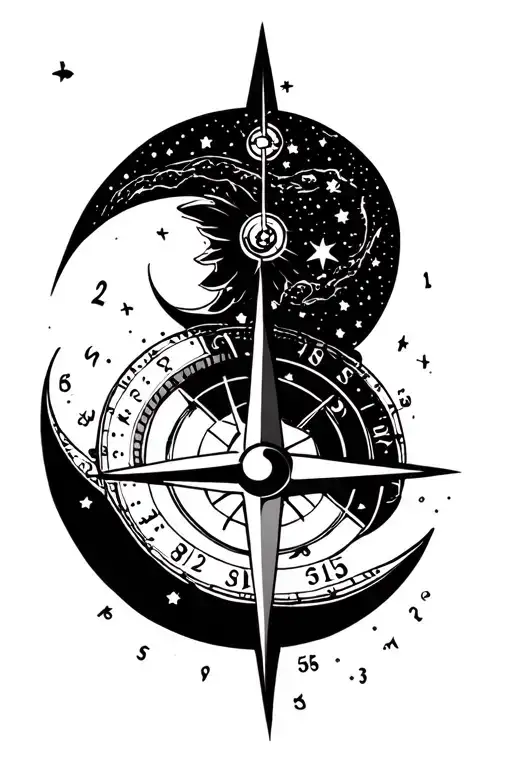 Compass And Moon And Numbers 5855